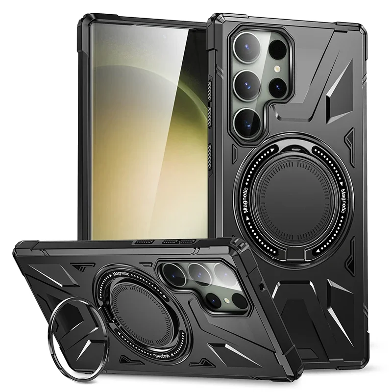 Magnetic Ring Holder Protective Stand Case with Kickstand Feature