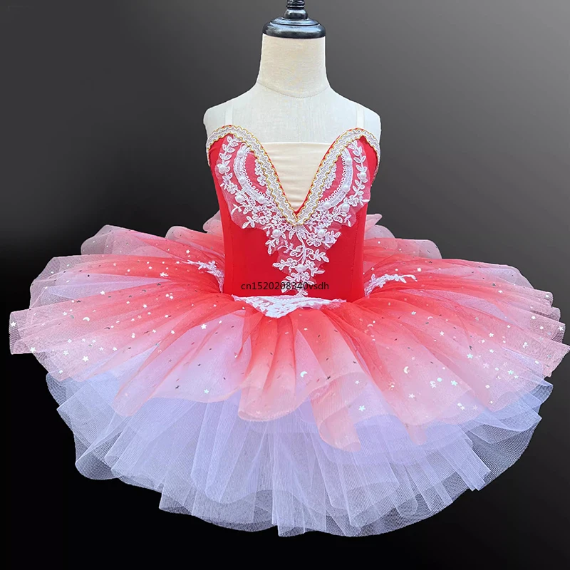 

Children Ballroom Clothing Sequined Ballet Tutu Dress Girls Rainbow Color Modern Performance Clothing Wear Ballet Princess Dress