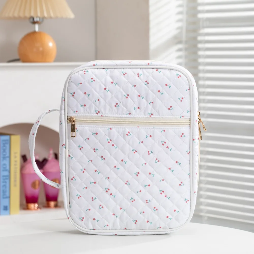 Quilted Portable Book Sleeve with Zipper Dustproof Carrying Case