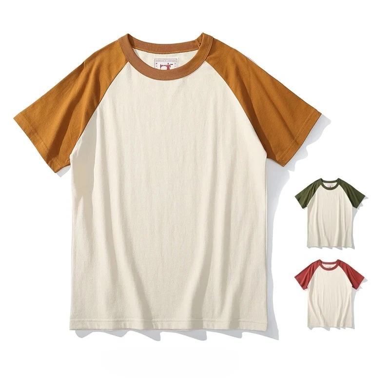 Akkad Kuti 2026 Japanischer Retro-Stil Herren-T-Shirt mit Rundhalsausschnitt und Raglanärmeln, lässiges Studenten-T-Shirt, gute Kombinationsmöglichkeiten, 100% Baumwolle