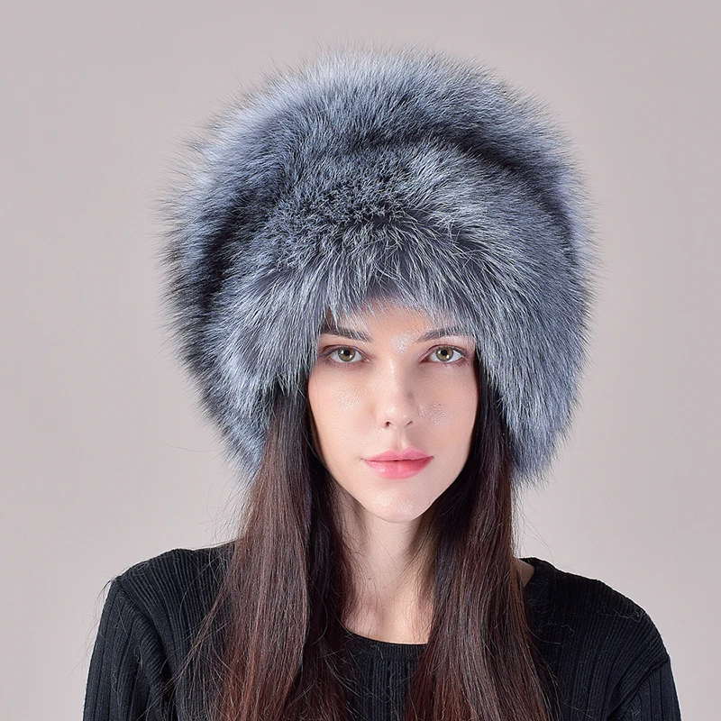 2025 New Style Natural Fox Fur Russian Hat Ushanka Women