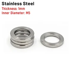 50 - Pack High Precision Ultrathin Stainless Steel Flat Washers - 8x5x1mm