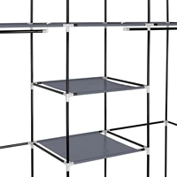 69" Portable Clothes Closet Non-Woven Fabric Wardrobe Double Rod Storage Organizer Gray 2