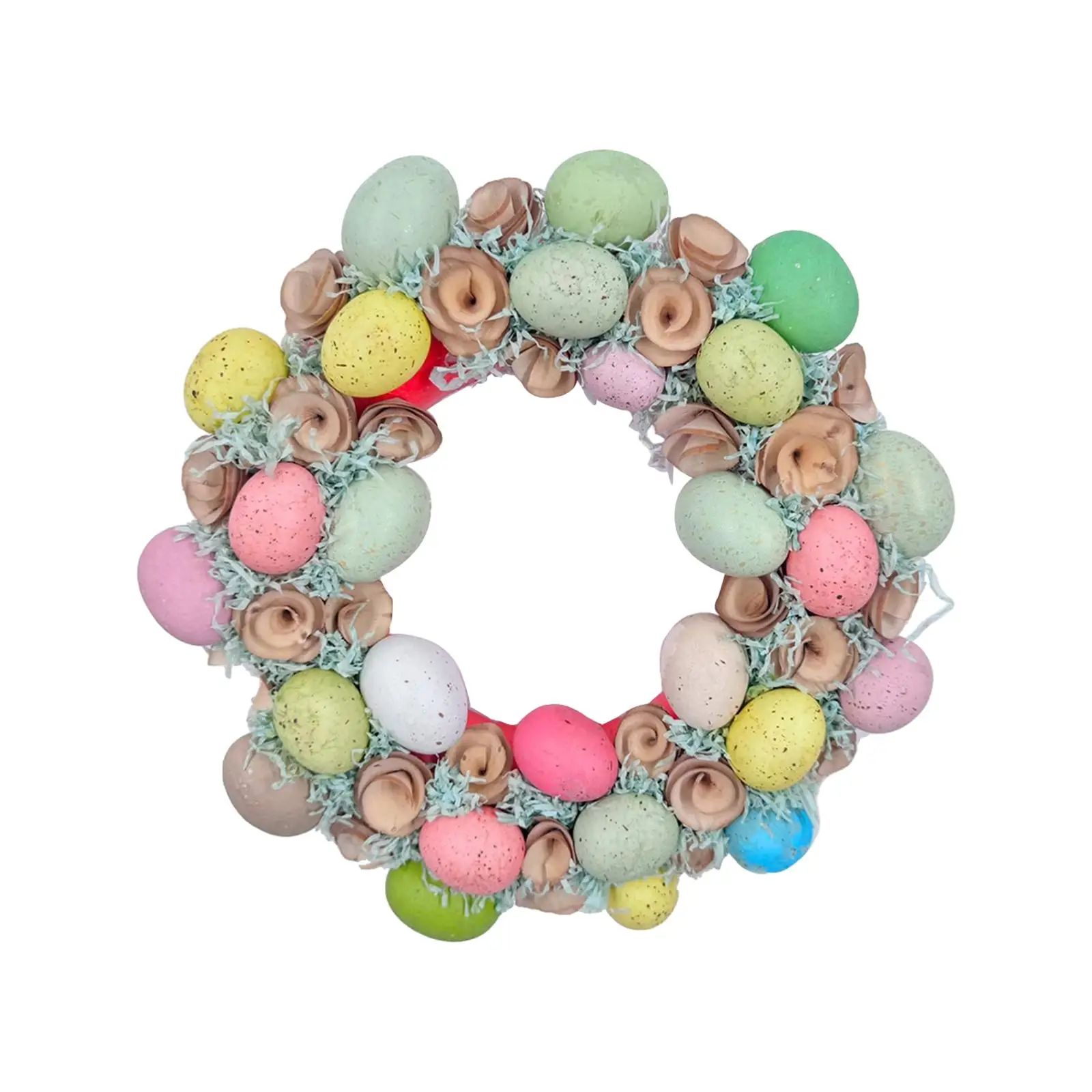 16inch Colorful Easter Egg Wreath Decoration Welcome Sign Artificial Flowers for Entryway Sturdy Accessories Multifunctional