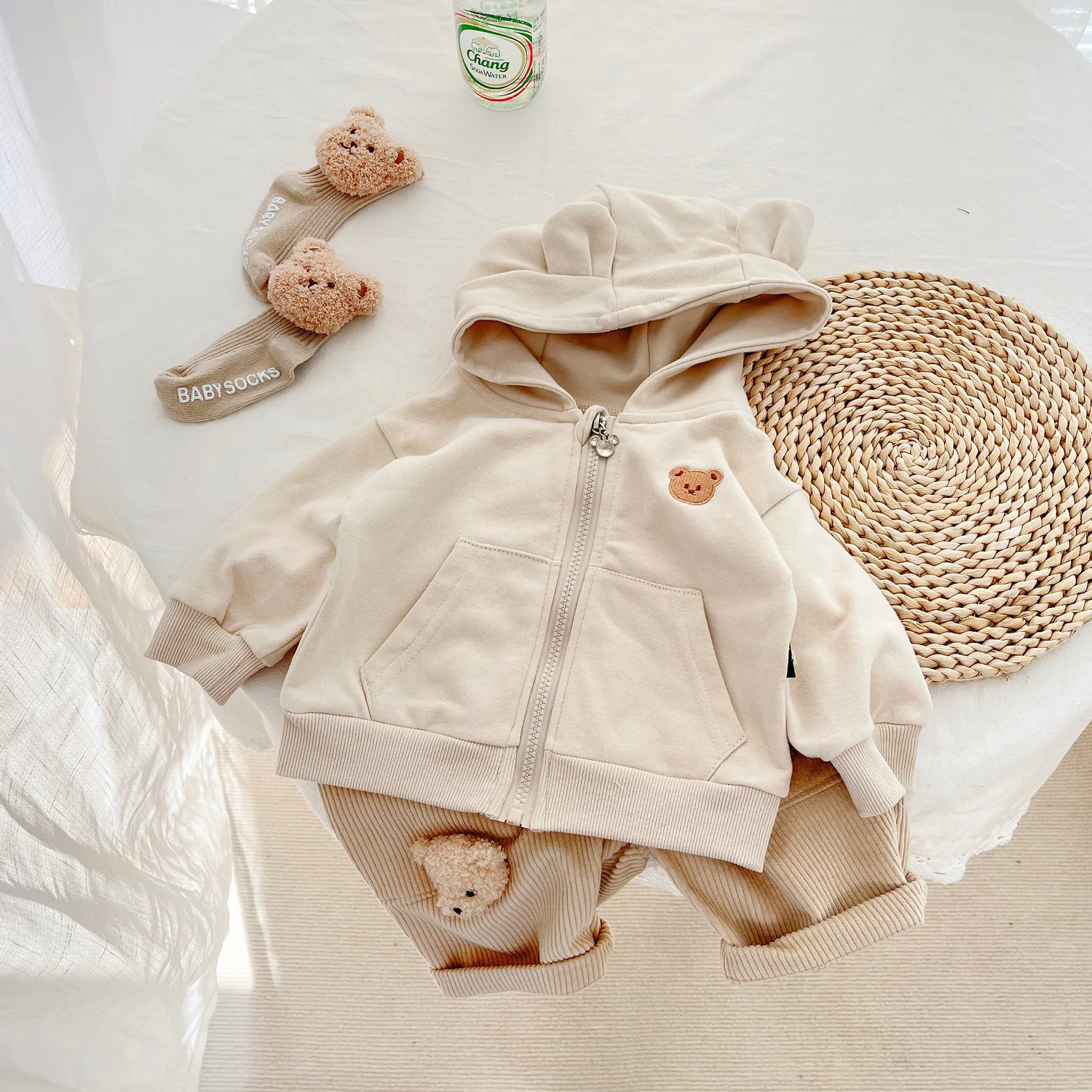 Girl Cute Bear Cardigan Simple Soft Zipper Hoodies 0-3y Infant Baby Solid Comfortable Coat Toddler Boy Pocket Coats baby girl cardigan