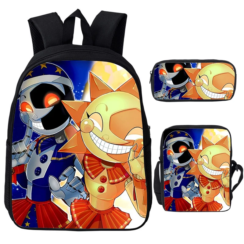 Fnaf Sundrop E Moondrop Zaini Borsa Da Scuola Per Bambini Ragazzi Ragazze Zaino Impermeabile 3 Pezzi Set Studenti Bookbag Zaino Da Viaggio