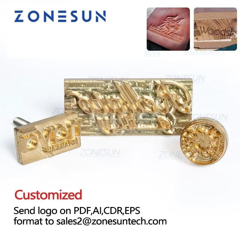 ZONESUN латунные кожаные штампы с логотипом, инструменты для резьбы, Горячий бренд, персонализированная форма для обогрева дерева, железный клич на заказ
