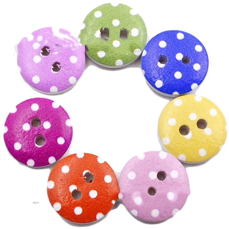 

50 шт. 2 отверстия, белая точка, печатная мультяшная фантазия, домашняя одежда, Декор, шитье, скрапбукинг, изготовление открыток «сделай сам» 15 мм