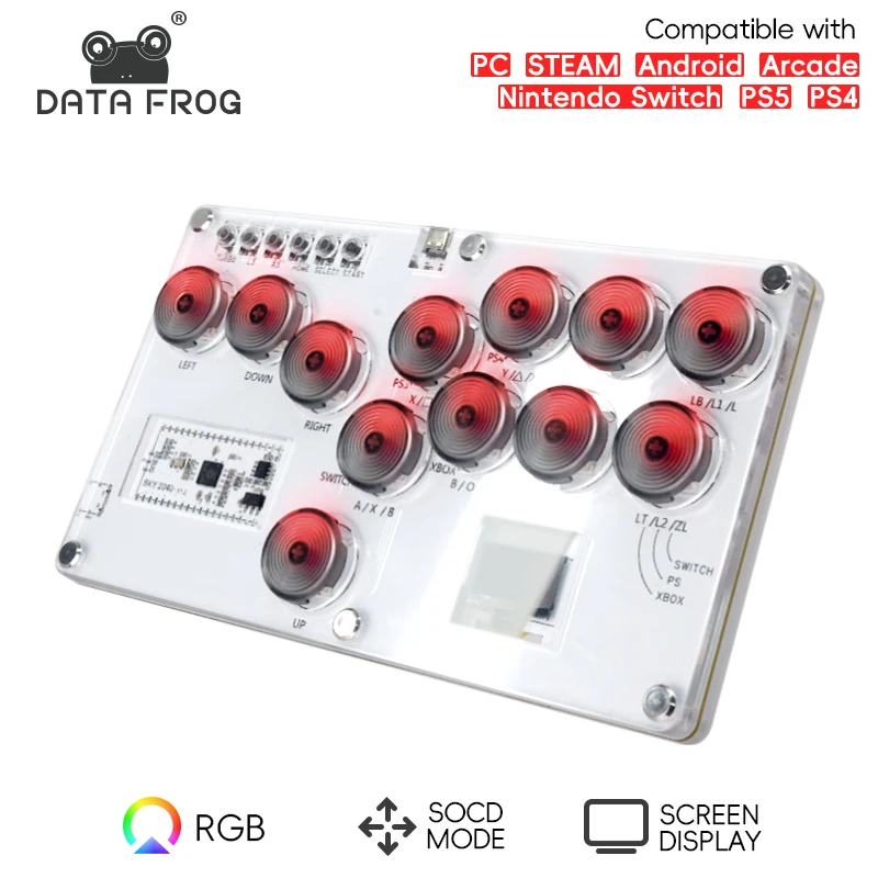 Data Frog Arcade Stick Per Ps4/Ps3/Switch/Steam Controller Joystick Mini Tastiera Fight Stick Per Raspberry Pc Gaming Accessorie
