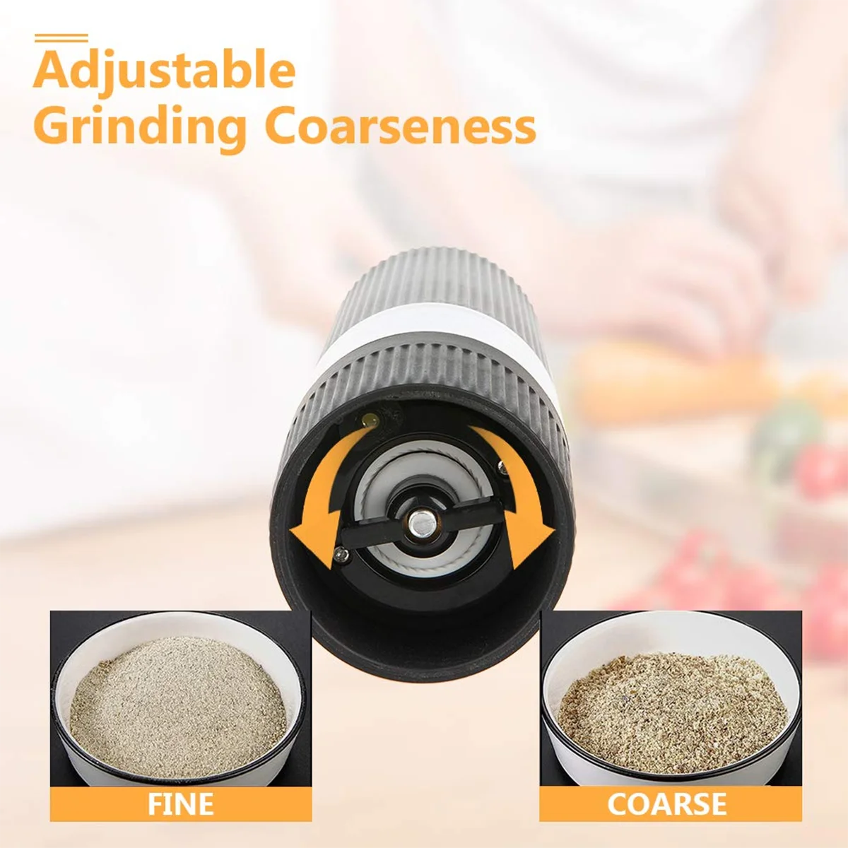 Electric Salt and Pepper Mill Grinders Set Adjustable Thickness Herb Spice Mill with Led Light Kichen Barbecue Grinding Tools
