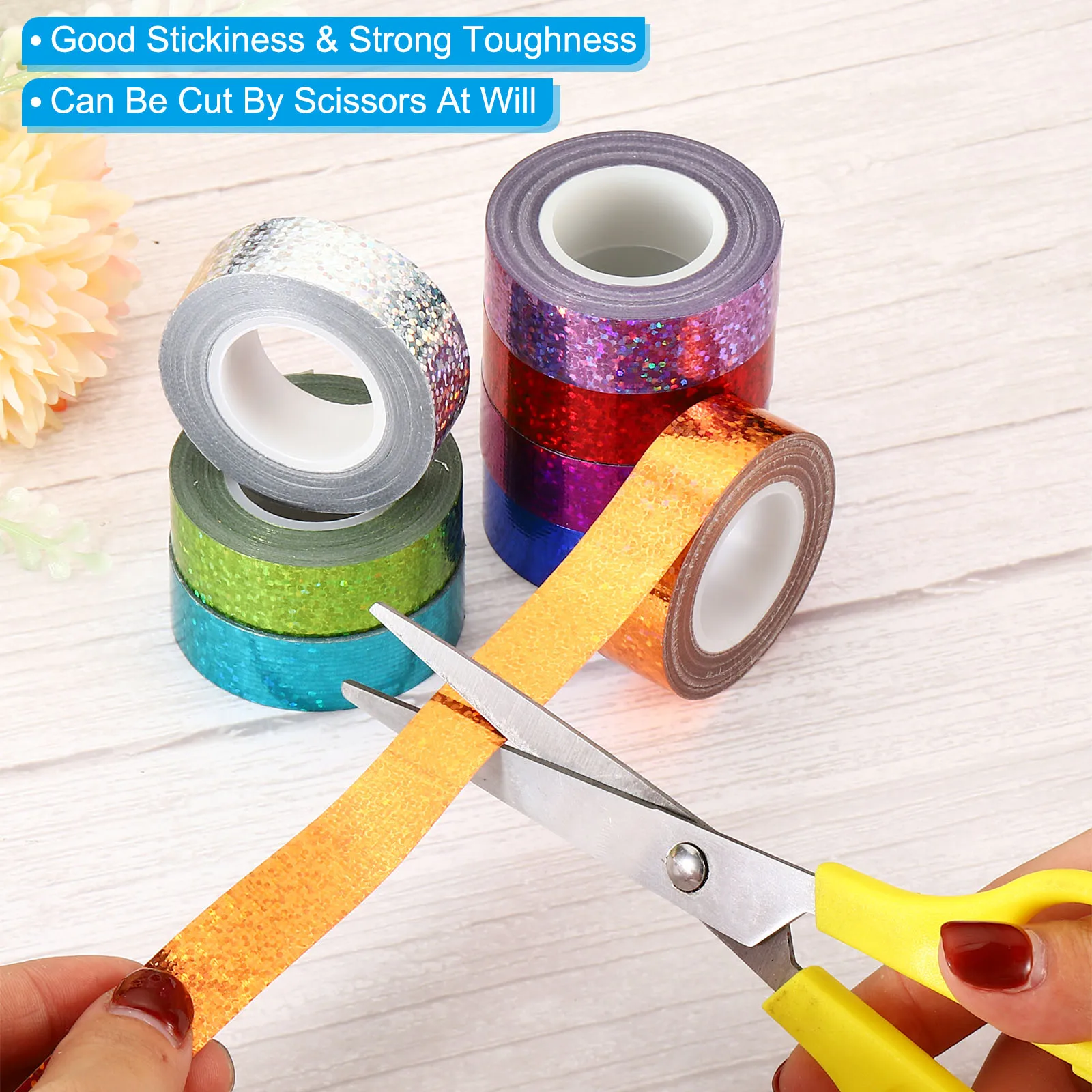 1/2/4Pc Glitter Sparkle Tape 15mmx5m Holographic Art Decorative Self-Adhesive Masking Tapes for DIY Scrapbook Art Craft Wrapping 4