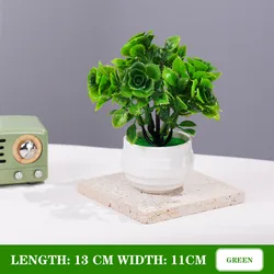 Miniature Artificial Bonsai Tree for Office and Home Decor (Green)