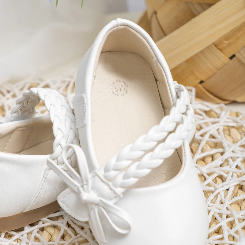 KIDSUN Fashion White Kids Girls Dress Shoes PU Leather Princess Wedding Party School Shoes Low Heel Flats for Little Big Kids 3