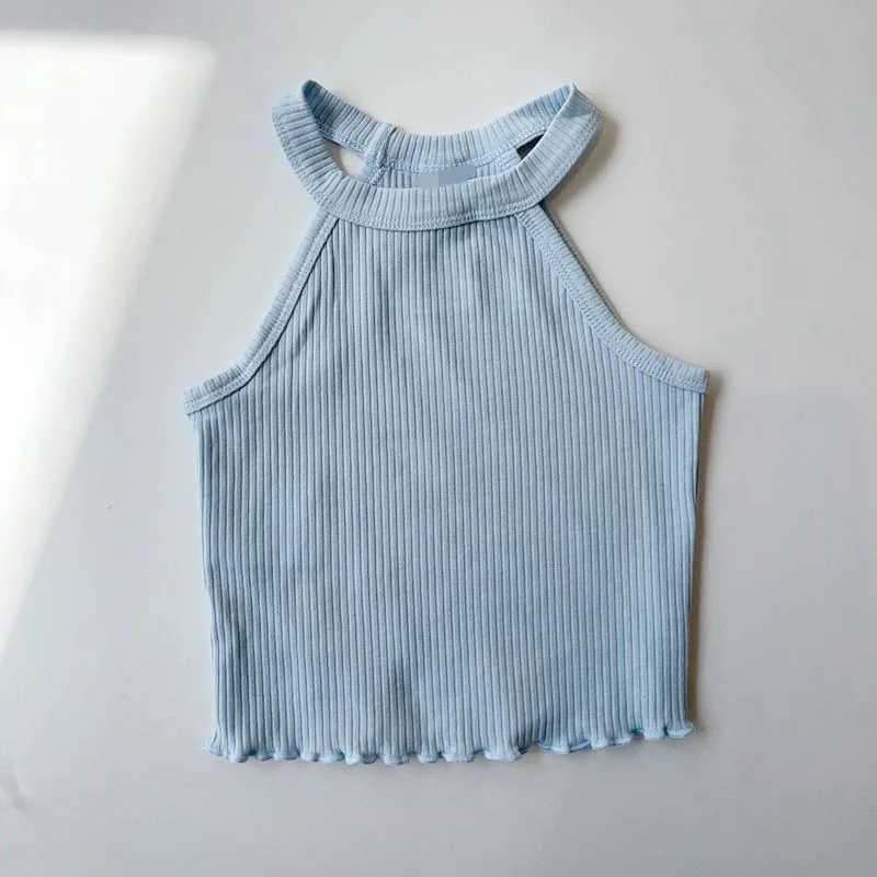 summer baby girls vest Korean solid color kids clothes toddler tank top knitted camisole sleeveless children tops 2 to 10 years