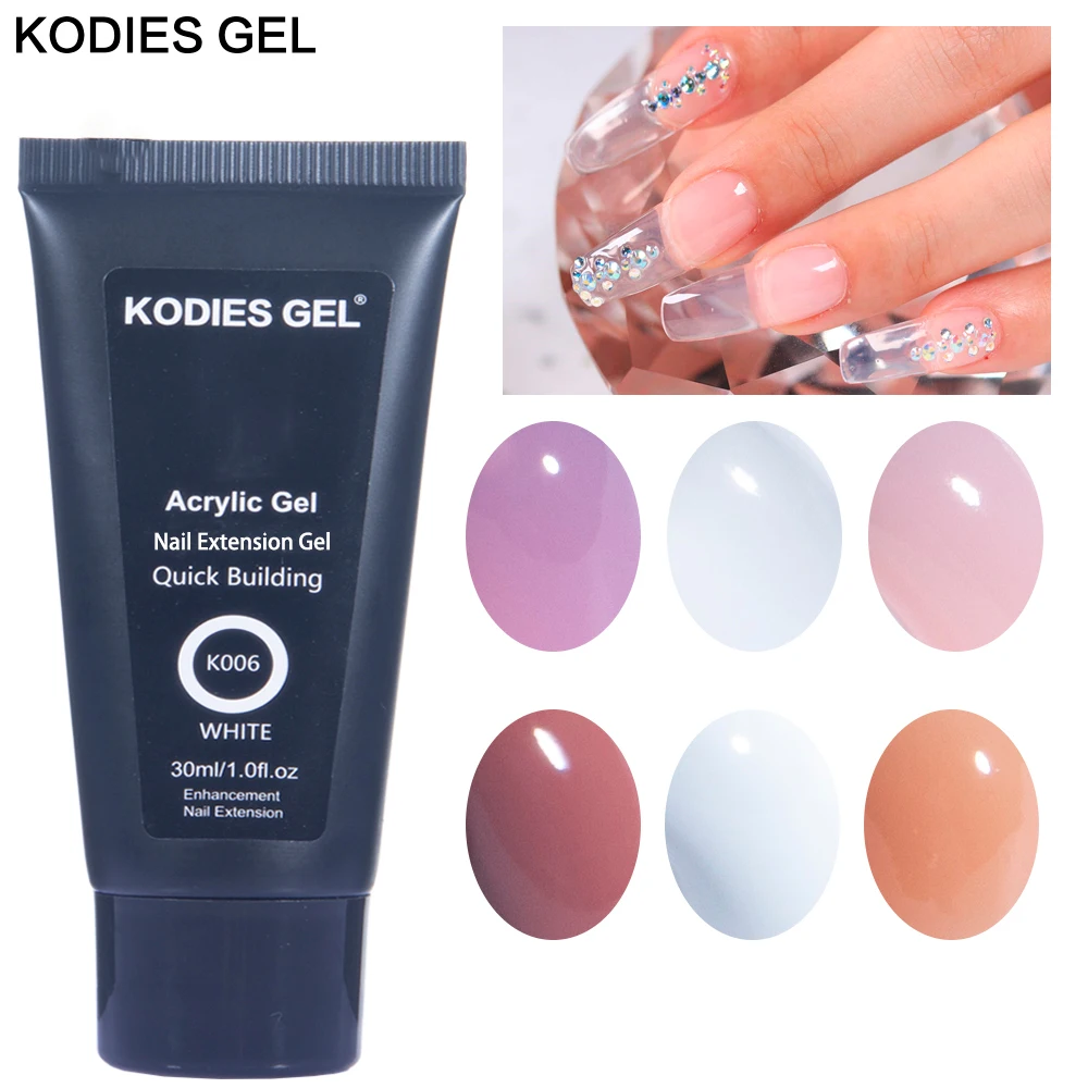 Kodies Gel 30Ml Professional Builder Gel Uv Polish 3D Poly Construction Gel Per Nail Art Extension White Clear French Manicure