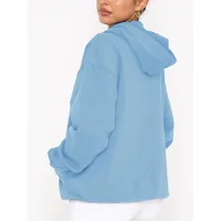 Plus Size 1XL-5XL New Women Casual Hoodies Spring Autumn Pullovers Hooded Sweatshirts Top Solid Loose Hoodie ﻿