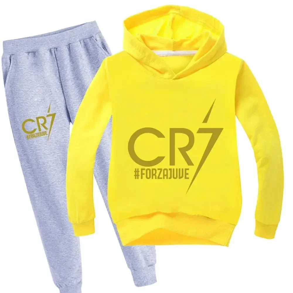 thumbnail image 1 of Ropa para niños Sudadera con capucha y pantalones Traje para niño de 3 a 12 años Sudadera de primavera y otoño Chándal de fútbol CR7 Traje deportivo para vacaciones para niños, 1 of 5