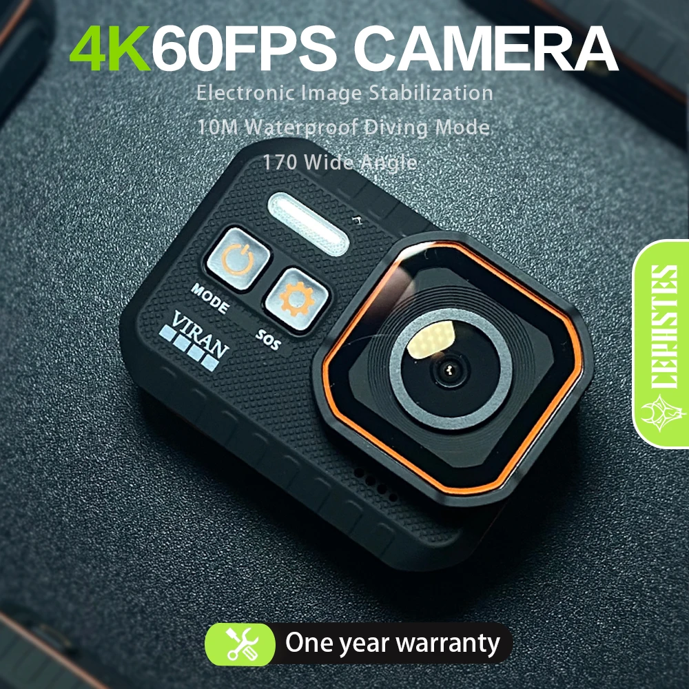 CERASTES Action Camera 4K60FPS wifi Remote Control 30m Waterproof 170