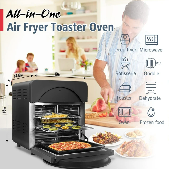 Air Fryer, Stainless Steel Air Fryer Combo with Roaster 6 Quart Non-Stick  Basket