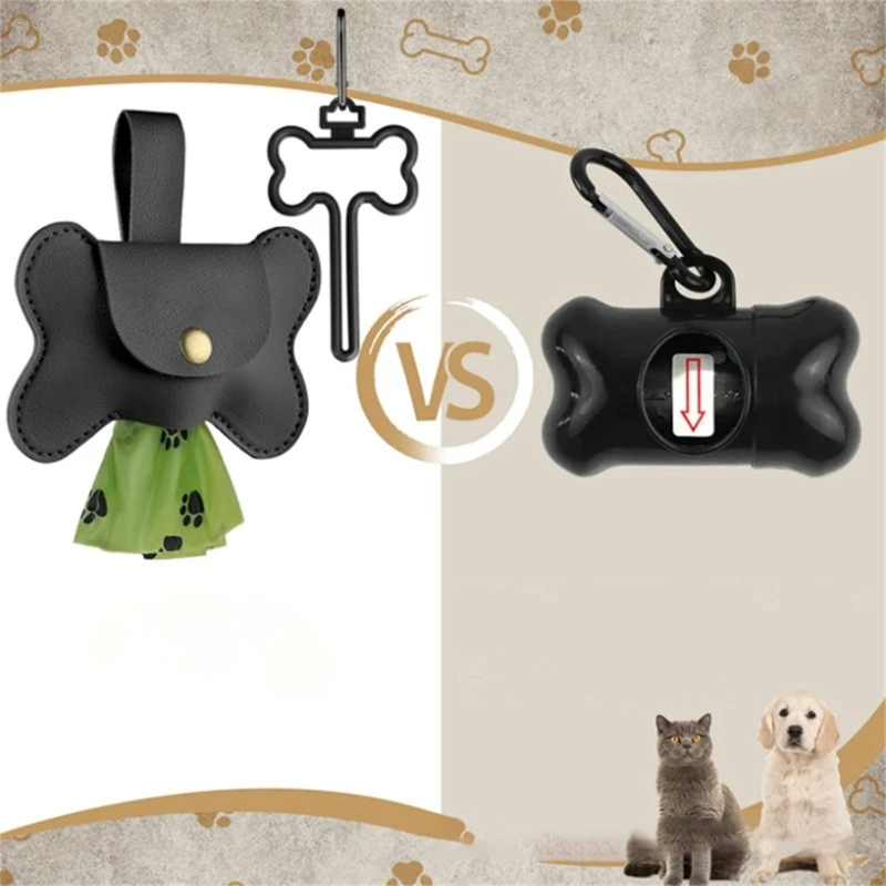 

Leathers Pet Trash Bag Holder Puppy Poops Bag Dispenser Easy Use Dog Pooper Bag Dispenser with Leash Hook Puppy Dropshipping