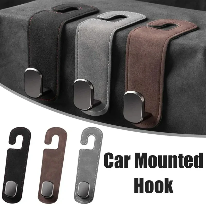 1Pcs Universal Car Suede Alloy Seat Hook Rear Seat Headrest Hook Storage Hanger