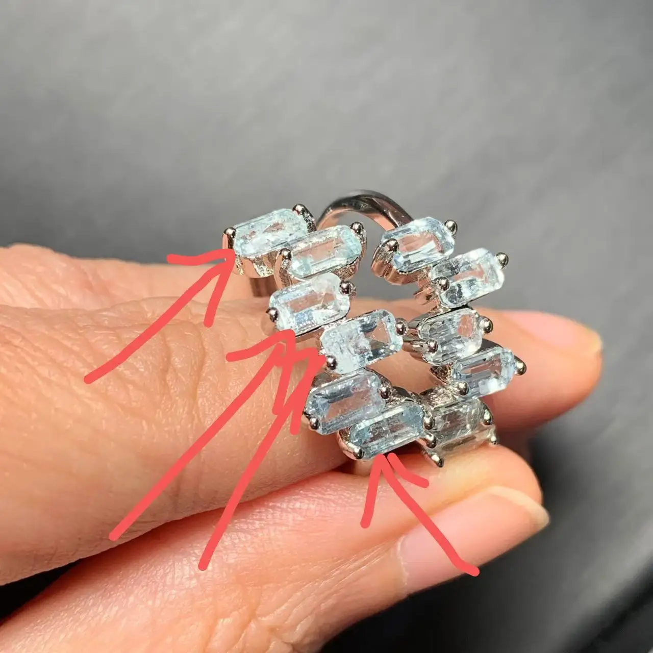 MM Natural Blue Topaz Ring Adjustable Female Ring Jewelry for Women Gift Wholesale High Quality Vintage Fine