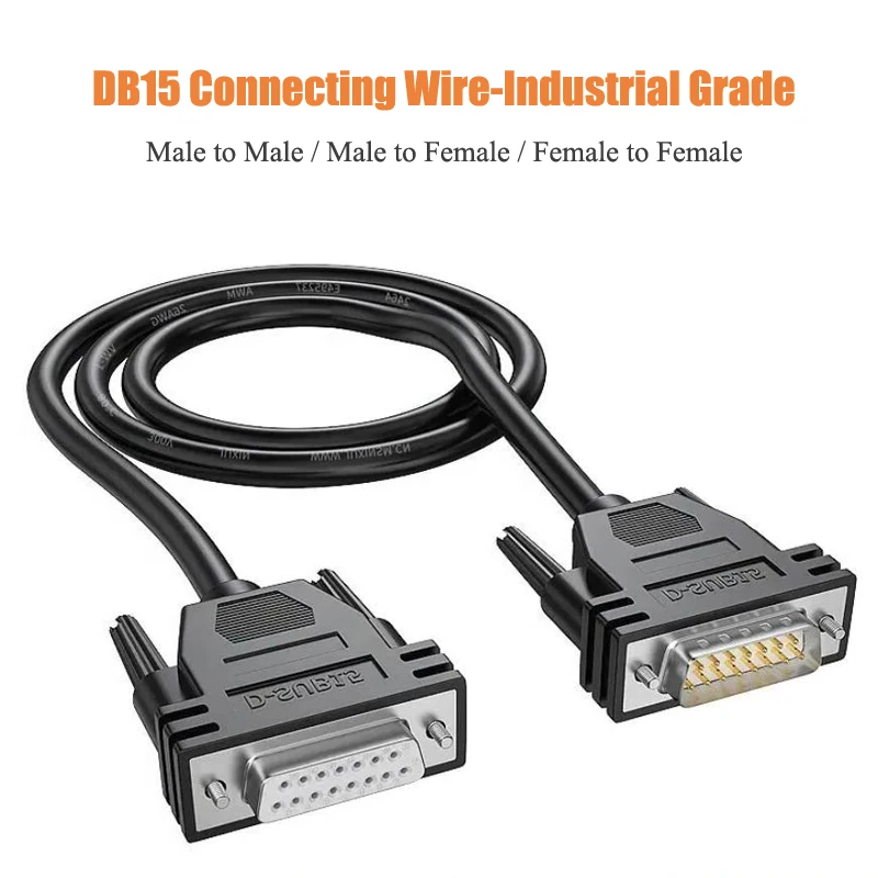 

Pure Copper DB15 Male to Female Extension Cable Industrial 2 Rows 15Pin Male to Male Parallel/Serial Extender Cord 1/5/10/15/20M