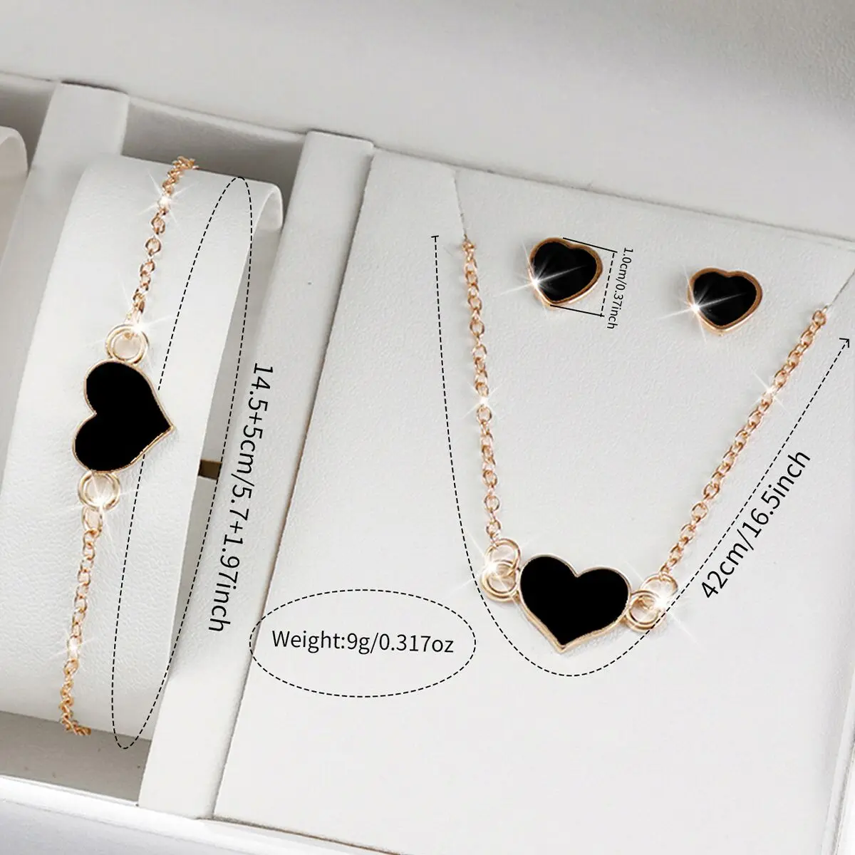 Womens Watch 5PCS/Set Fashion Leather Band Analog Quartz Heart Jewelry Set(Without Box)