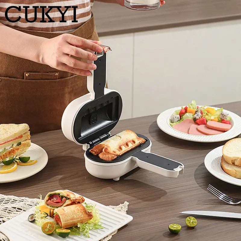 Mini Hot Dog Maker Double Side Instant Heating Taco Burrito Machine Non-stick Sandwich Grill Spill-proof Toast Edge Seal Clip