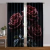 2pcs, Print Curtains 2D print Black and Golden Rose Durable 100% Polyester Fabric (without rod) Thermal Insulation, and Room 1