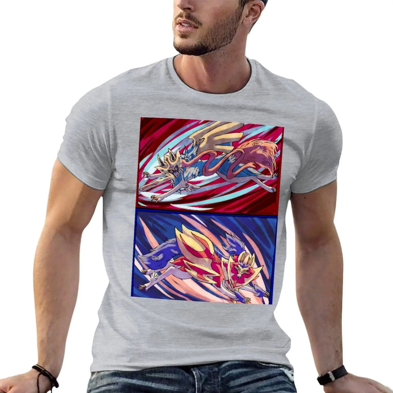 Футболка greatwolf Zacian & Zamazenta, белые футболки для мальчиков, футболка с коротким рукавом, футболки для мальчиков, короткая футболка, мужская одежда