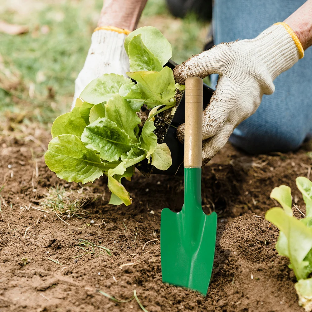 Garden shovel with wooden handle for garden dredging