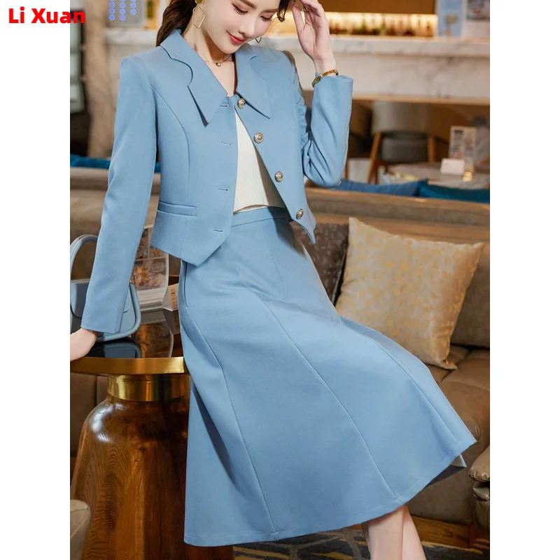 Quality Autumn Formal Blazer Skirt Sets Korean Female Womens Office Ladies Work Jacket Suit Skirt 2-piece Set 2023 Winter New rivet denim shorts for women high waist solid female blue jean shorts skirt summer fashion casual ladies shorts