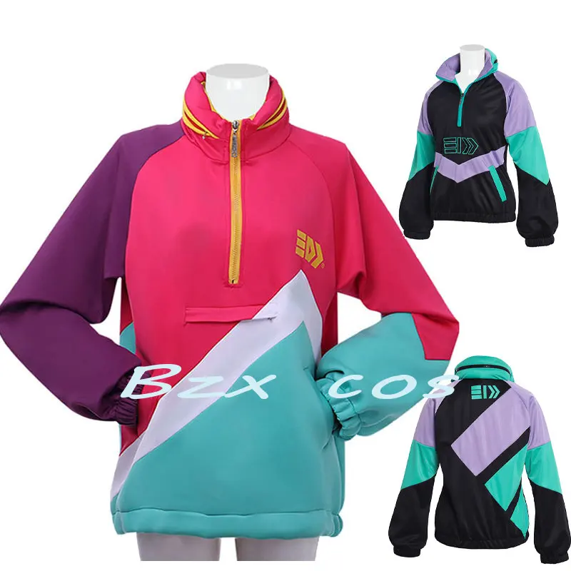 

2 Color Splatoon Cosplay Game Vintage Cosplay Costume Men Woman Jackets Casual Pullovers Sweatshirt Coat Contrast Color Zipper