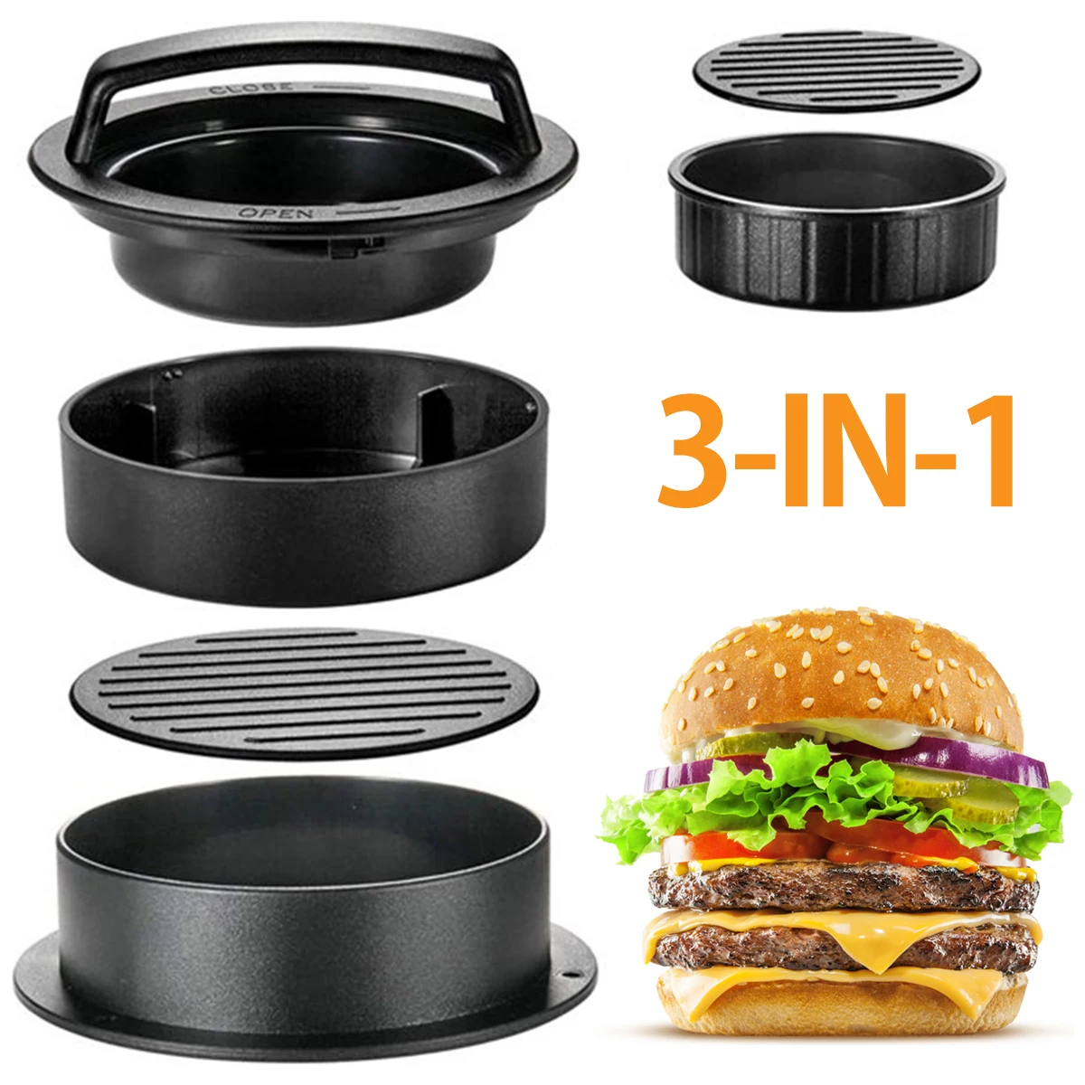 ABS Hamburger Maker Press Non-Stick Patty Maker Mold
