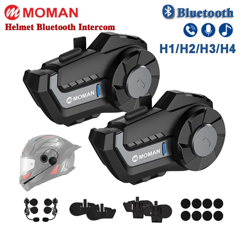 Bluetooth Motorcycle Helmet Headset Headphone Wireless Bike Moman H1 Helmet Up To 1500m