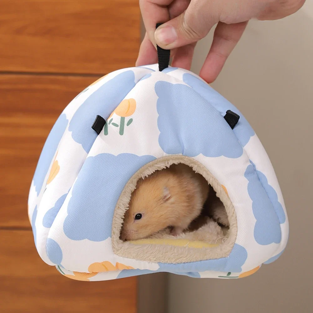 Winter Warm Print Pet Product Small Animal Pet Hamster House Sleeping Bed Cartoon Golden Bear Bird Rabbit Rat Parrot Cotton Nest 2