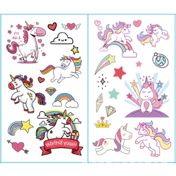 Alternative view of 10pcs/lot Color Unicorn Tattoo Set Face Temporary Tattoo Child Tattoo Sticker Body Tatoo for Kids Cute Tattoo Children Tattoos