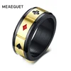8mm Spinner Stainless Steel Ring Black Color Lucky Playing Card Poker Mens Accessories 1