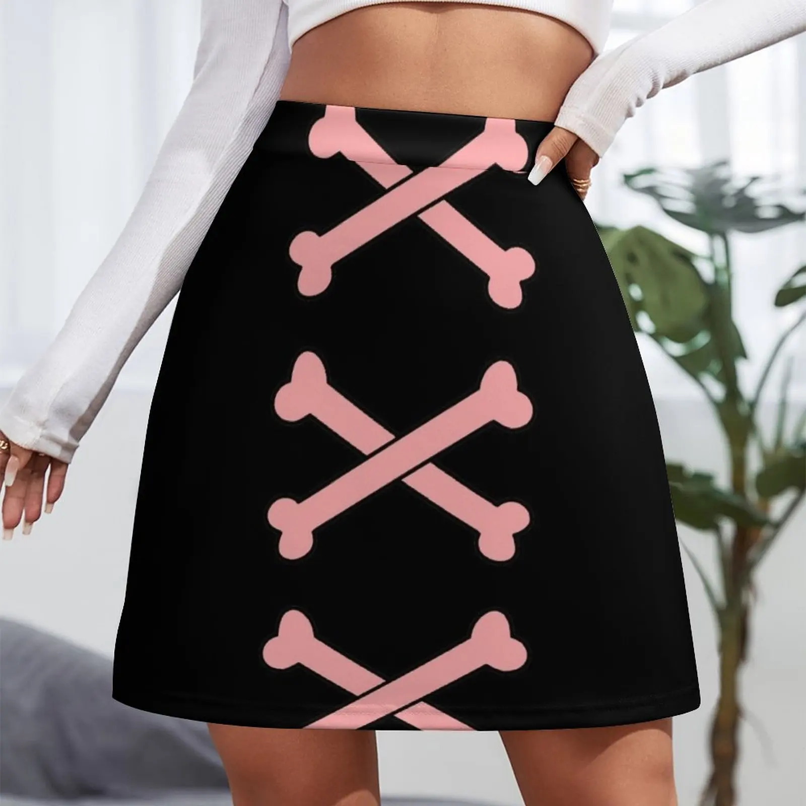 Cute Pink Cross Bones Mini Skirt mini skirt for women korean style skirt clothes for women