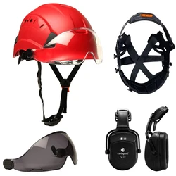 Casque de sécurité ABS CE EU, visière, protège oreilles, ensemble d'accessoires de Construction, casque de protection pour les ingénieurs, casquette de travail 