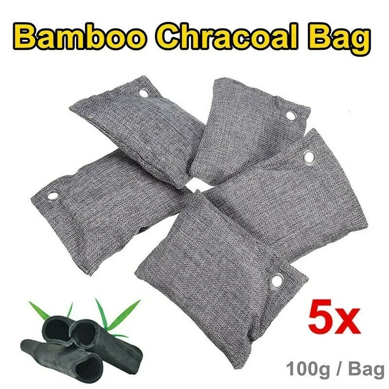 Bamboo Air Purifying Natural Activated Charcoal Odor Absorber Freshener Bag Remove Formaldehyde Gray