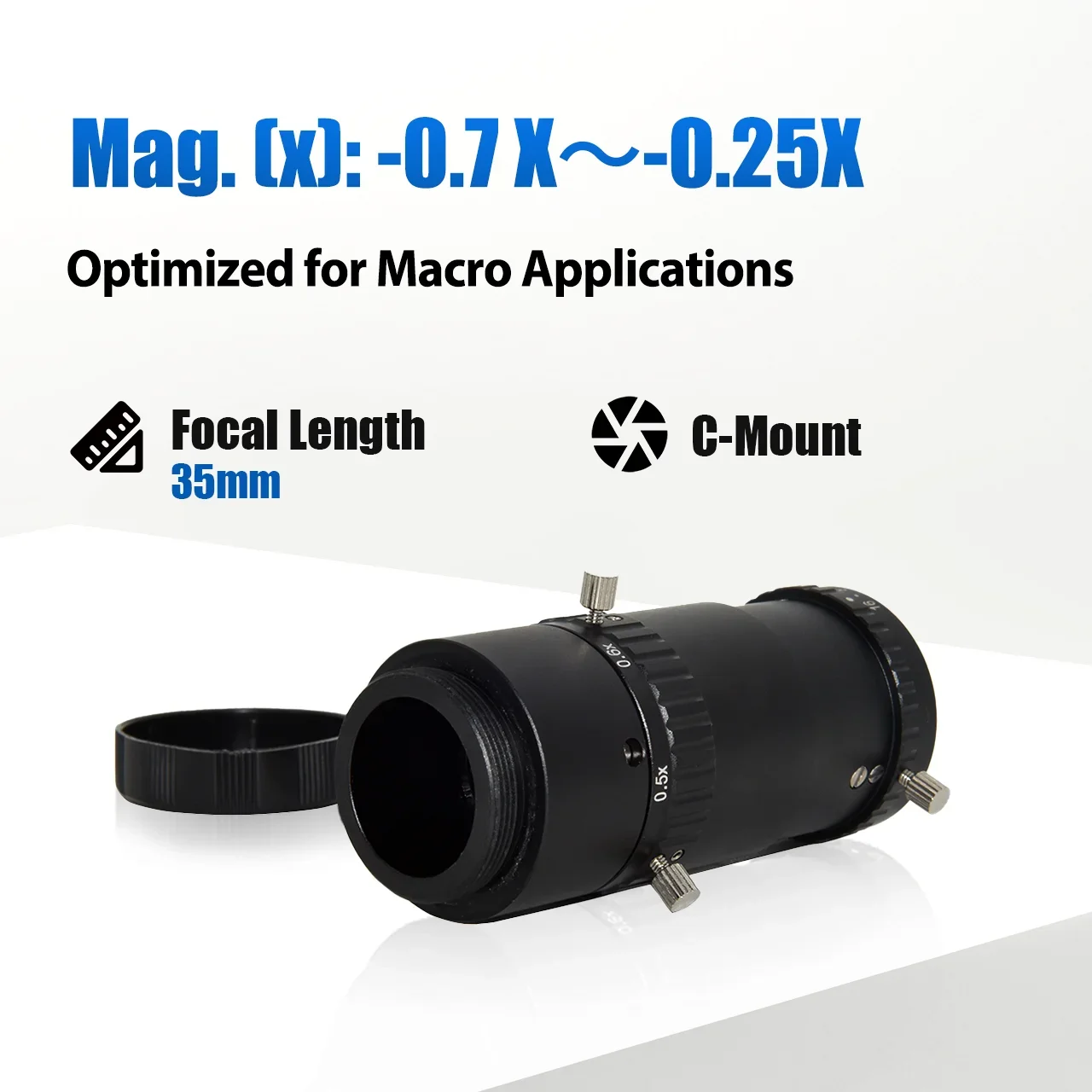 IMX183, IMX530/540, IMX531/541, IMX253/304 센서용 VisionDatum -0.8X -0.5x 50mm 광학 매크로 렌즈