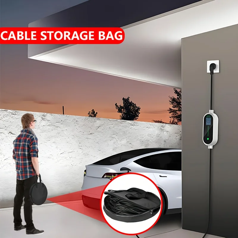Heavy-Duty Oxford Fabric Car & Camper Cable Storage Bag with Zipper Closure - Portable Organizer for Wiring, Batteries, Cords