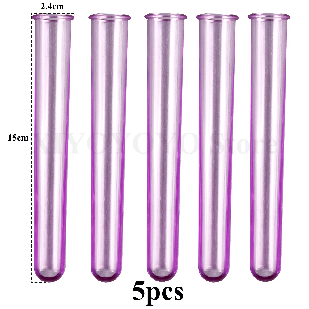 5-Piece Acrylic Glass Floral Test Tube Vase Set for Home Decor and Hydroponic Displays