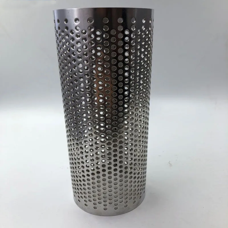 SS304 stainless steel metal Y filter mesh tubes 35mm pipes cylinder with holes pattern water food grade 50mm