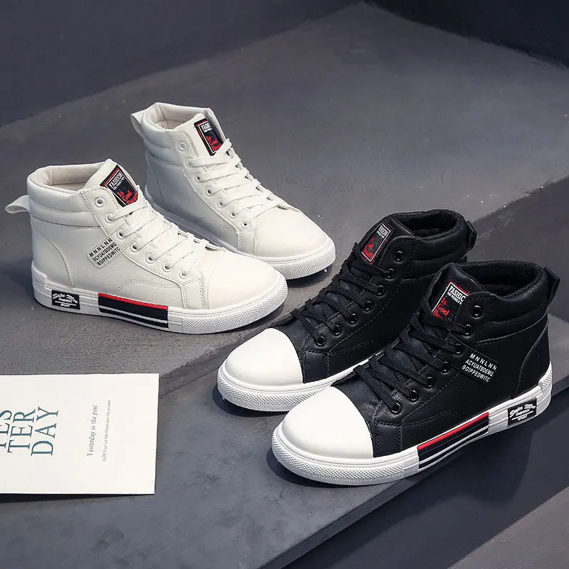 Fall/Winter Mid-High Men's Shoes 2023 Fashion Casual Sneakers High-quality Artificial Leather and Velvet Warm Men's Boots