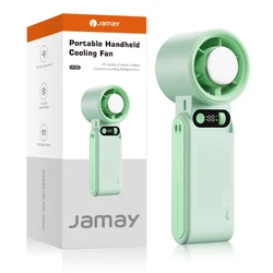 Compact Handheld Fan with LED Display and Foldable Design, 8000mAh Rechargeable Battery, Adjustable 199 - Speed Levels (Green)