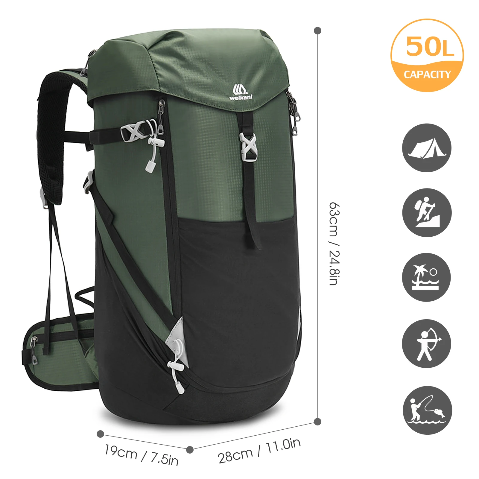 Sac à dos imperméable de 50l pour voyage, Camping, alpinisme, Sport de  plein air, sac de jour - AliExpress