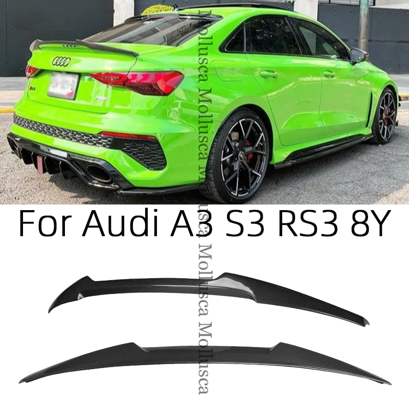 

For AUDI A3 S3 RS3 Limousine 8Y Sedan M4 Style Carbon Fiber Rear Spoiler Trunk Wing 2021-2024 FRP Forged Glossy black